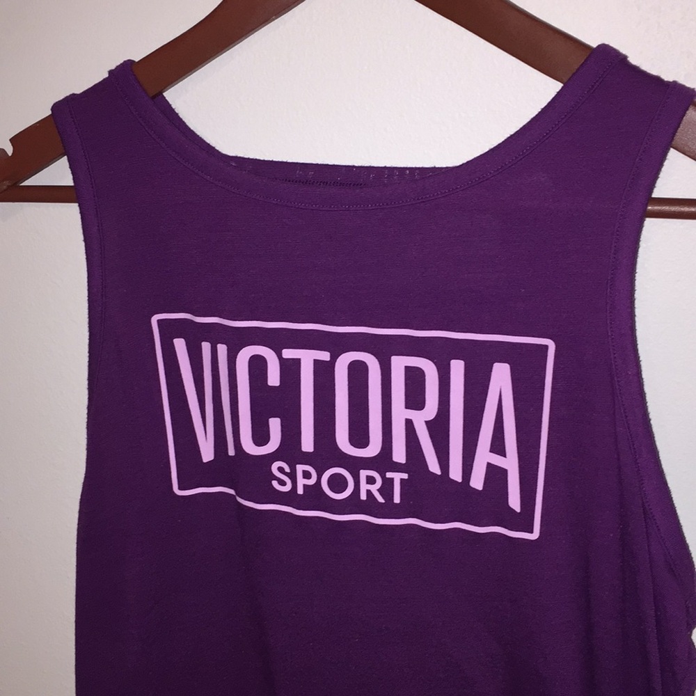 Victoria Sport Caged Back Top, purple, pink.